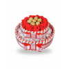 Композиція двоярусна із цукерок Kinder, Raffaello та Ferrero Rocher з червоними трояндами 